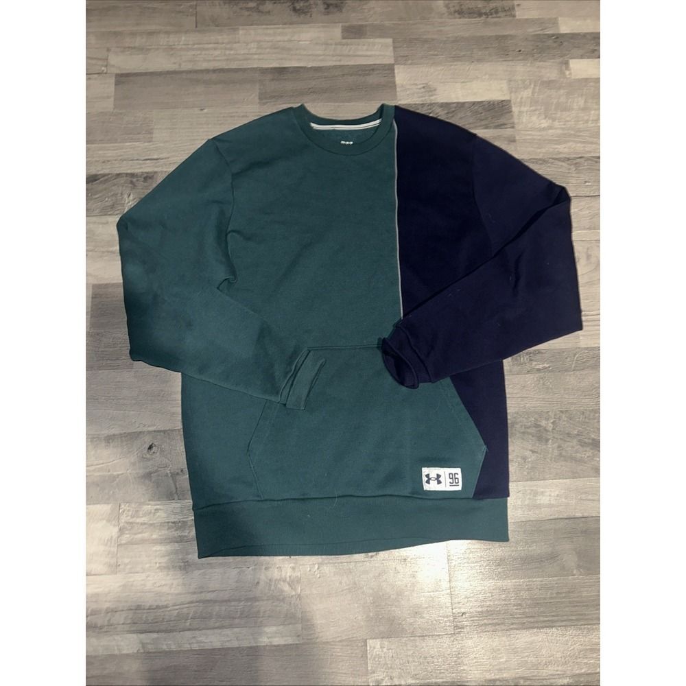 $50 Mens Size M Under Armour Playback Fleece Colorblock Retro Relaxed Crewneck